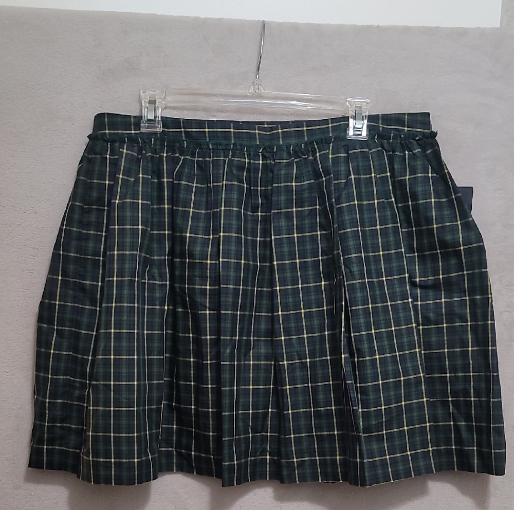 Tommy Hilfiger Navy Blue/Green Tartan Plaid Pleated Skirt Size 8